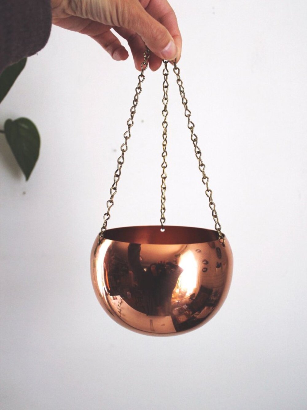 Copper Hanging Planter Bowl Brass Vintage Mid-Century Modern Coppercraft Guild M